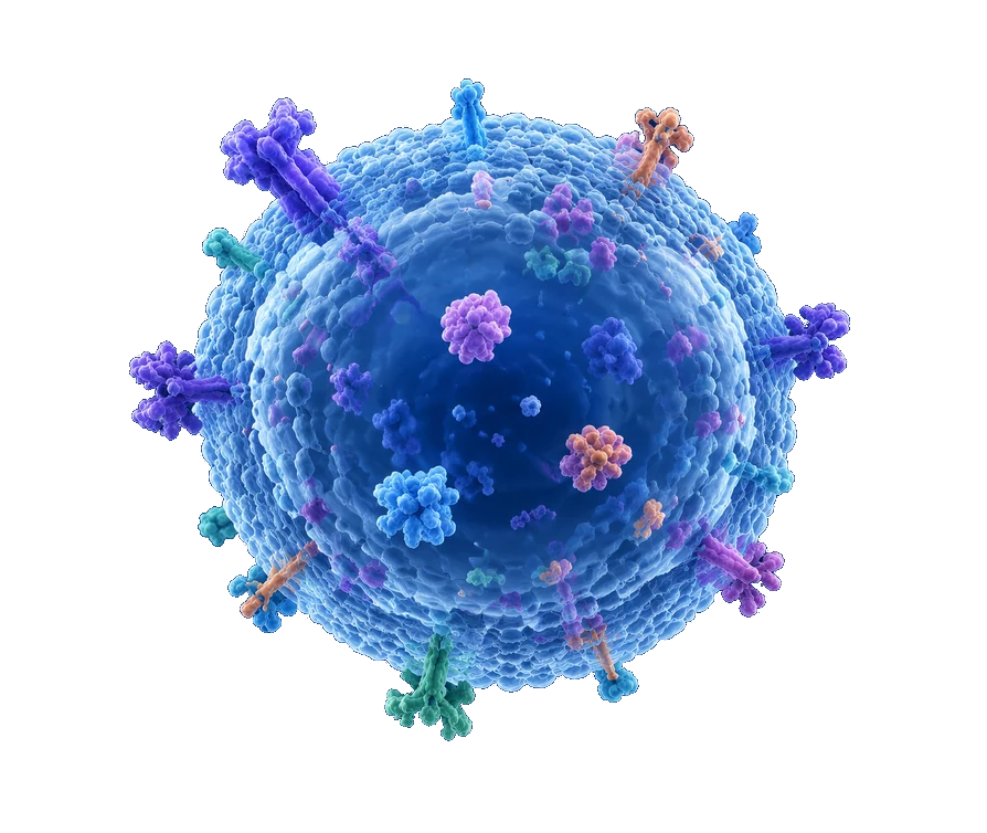 Conceptual translucent extracellular vesicle illustration